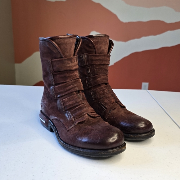 A.S.98 Shoes - A.S.98 Leather Traver Military Boots Burgundy Women's 7.5-8 Euro 38
